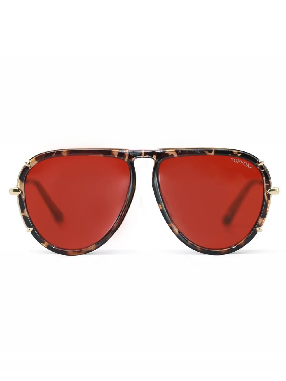TOPFOXX Tortoiseshell Aviator Sunglasses with Red Lenses